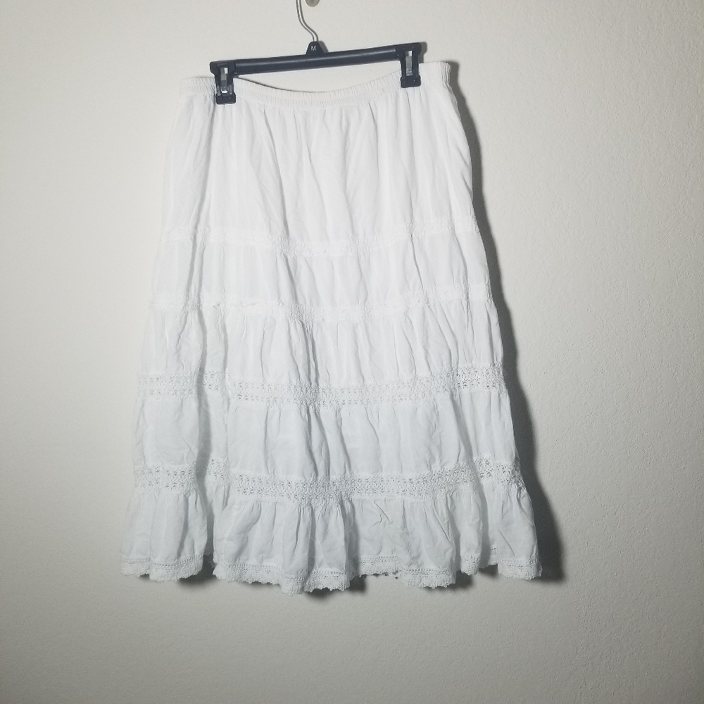 Bohemian White Tiered Skirt B6